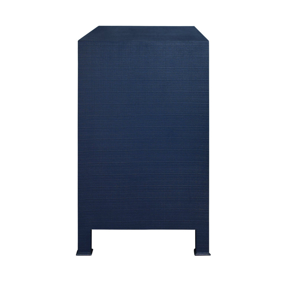 Miles Navy Texture Linen Chest - side view
