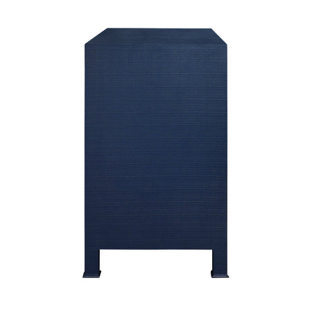 Miles Navy Texture Linen Chest - side view