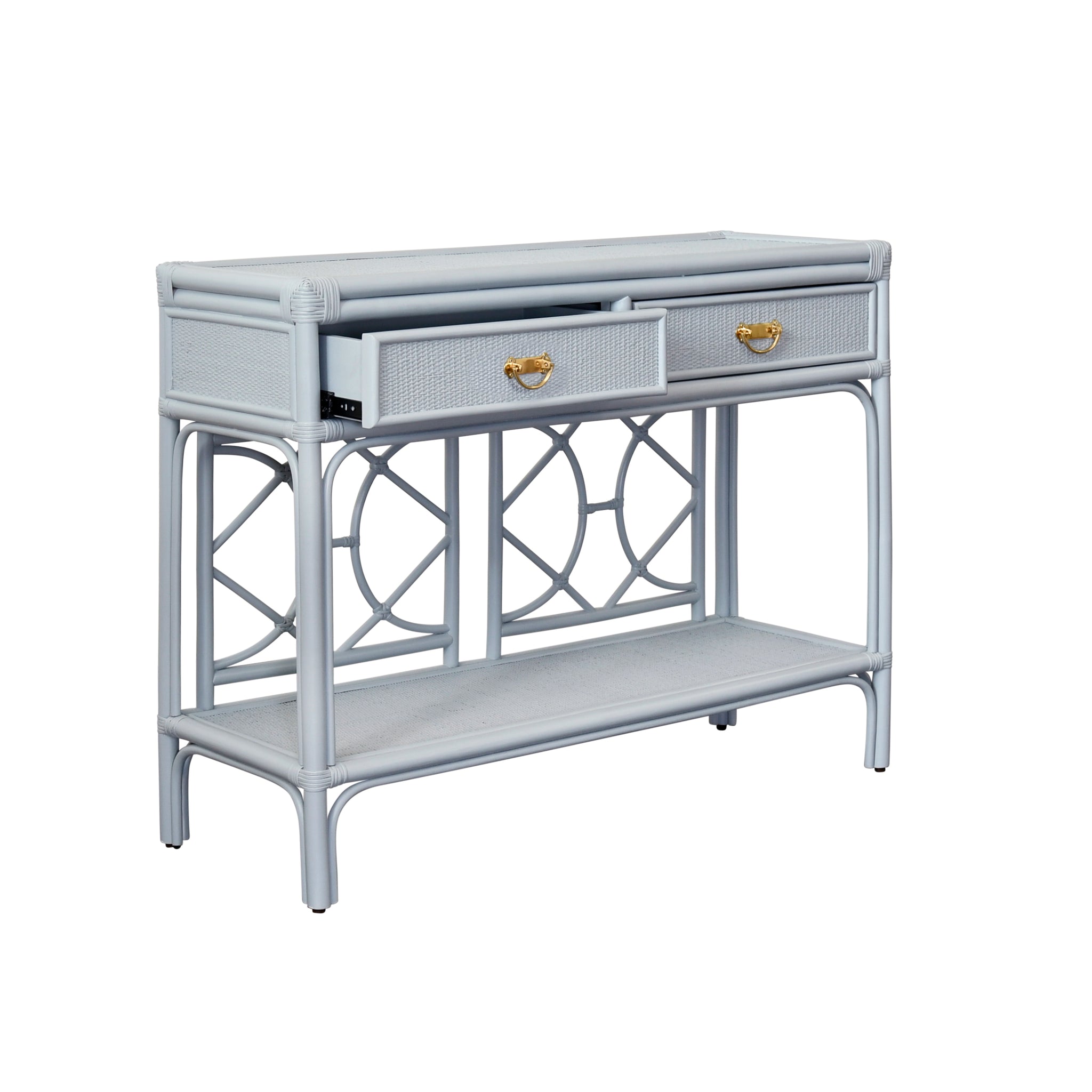 Fernandina Light Blue Rattan Console