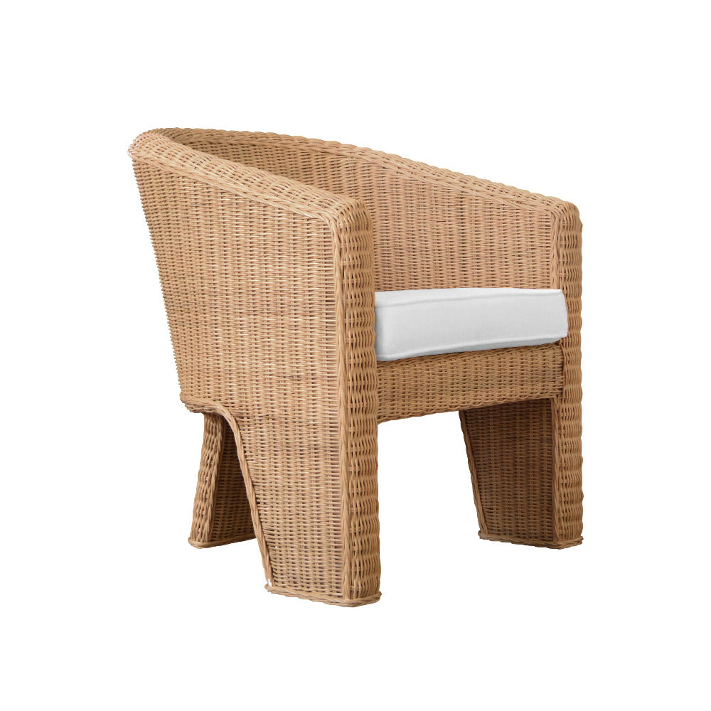 Gianna Woven Rattan Chair - with off white cushion