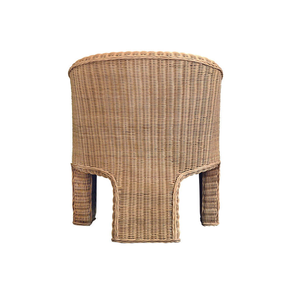 Gianna Woven Rattan Wicker Three Leg Chair - back view