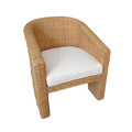 Gianna Woven Rattan Wicker Three Leg Chair - performance fabric cushion