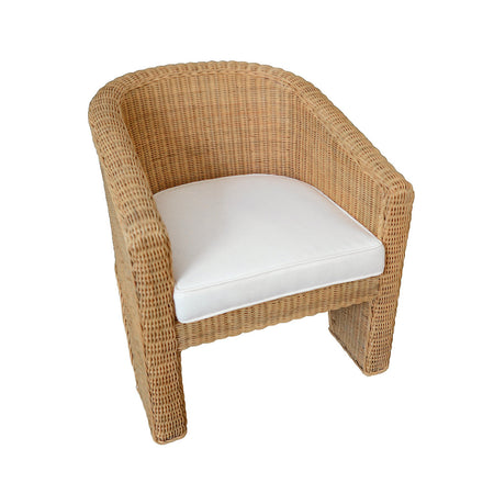 Gianna Woven Rattan Wicker Three Leg Chair - performance fabric cushion