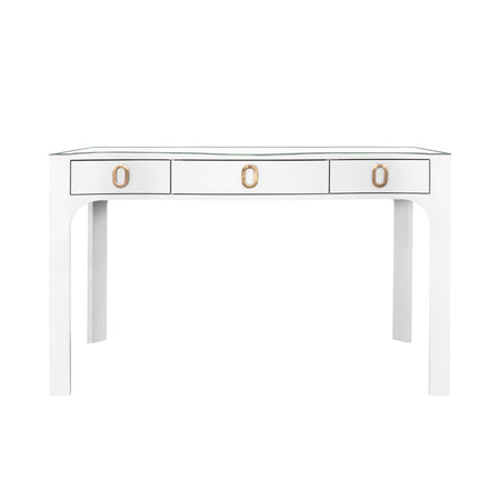 Castella White Desk with glass top