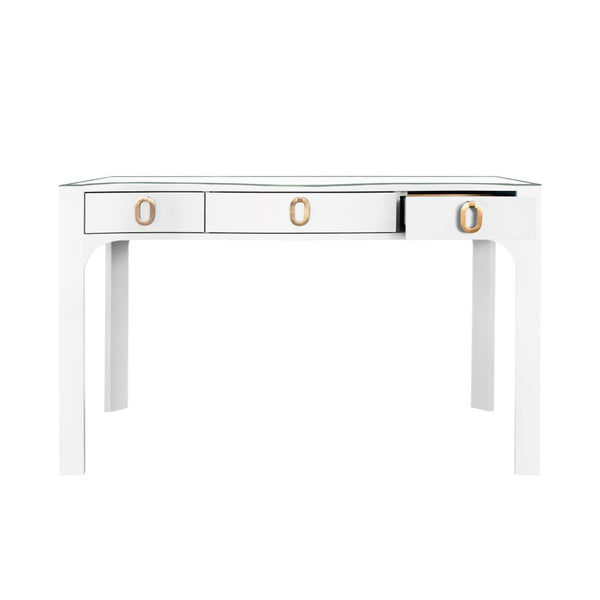 Castella White Desk with open drawer