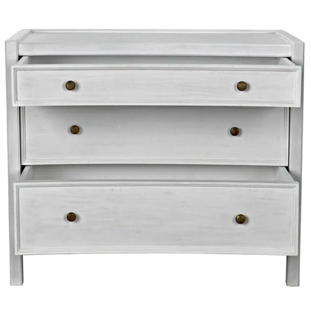 Whitewash Mahogany Nighstand with open drawers