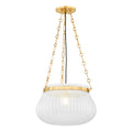 Garland Large Ribbed Glass Pendant with Brass Chain details