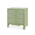 Geneva Spring Green Grasscloth Three Drawer Side Table