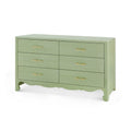 Geneva Spring Green Grasscloth six drawer Dresser
