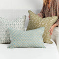 Genoa Celadon Moss Pillow Cover styled on bed