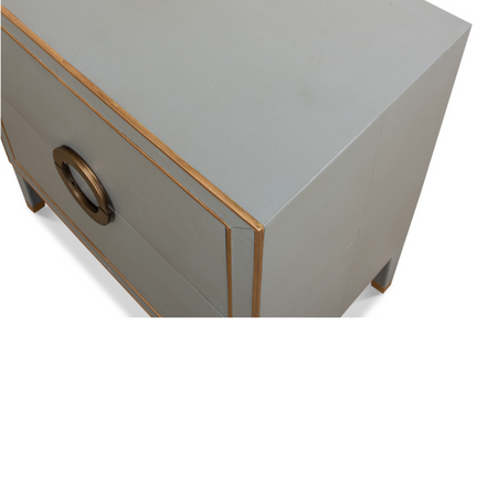 Gideon Grey Shagreen 2 Drawer Nightstand - corner detail