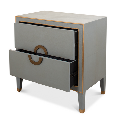 Gideon Grey Shagreen 2 Drawer Nightstand - drawers open