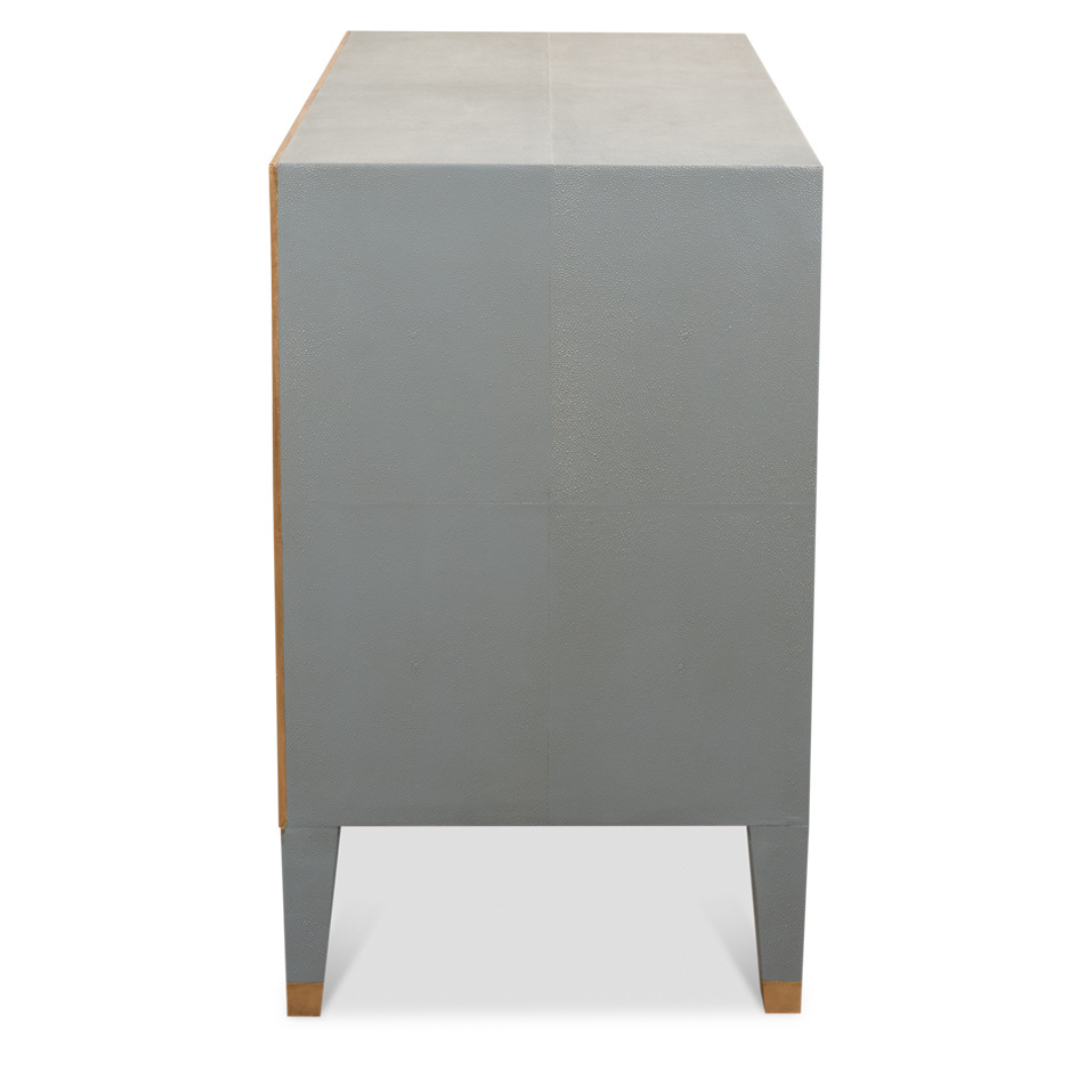 Gideon Grey Shagreen 2 Drawer Nightstand - side view