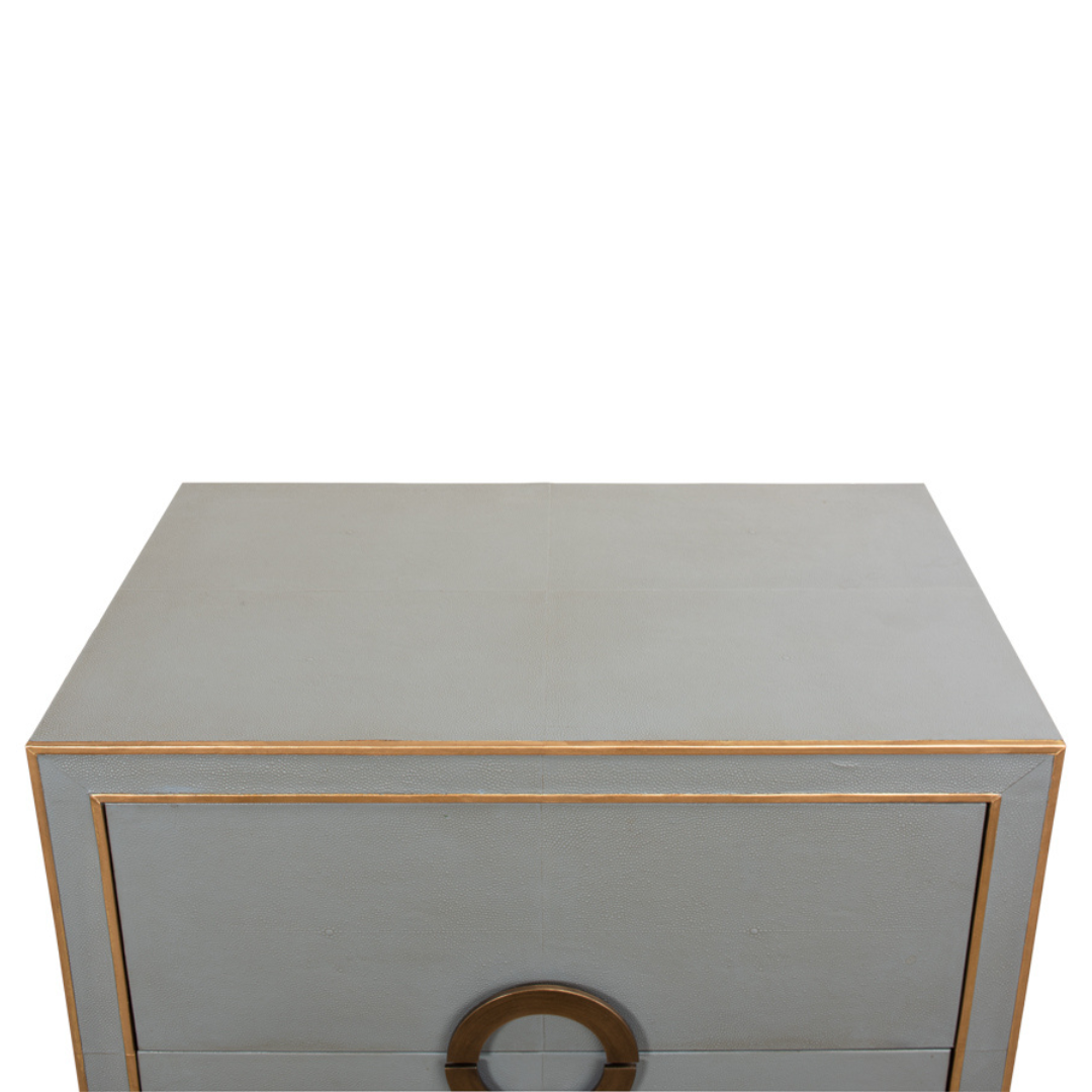 Gideon Grey Shagreen 2 Drawer Nightstand - top detail