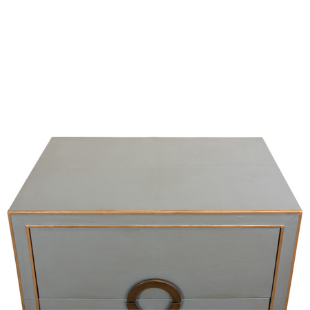 Gideon Grey Shagreen 2 Drawer Nightstand - top detail