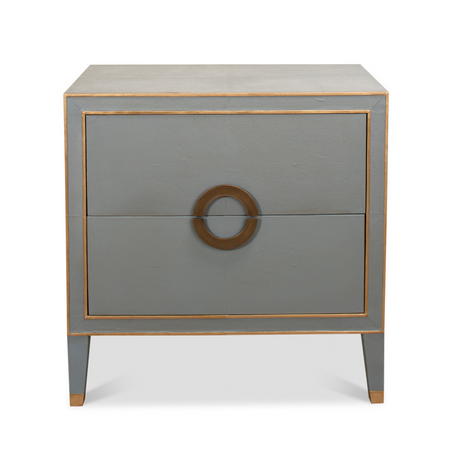Gideon Grey Shagreen 2 Drawer Nightstand