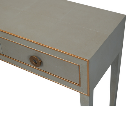 Gideon Grey Shagreen Console - gold details