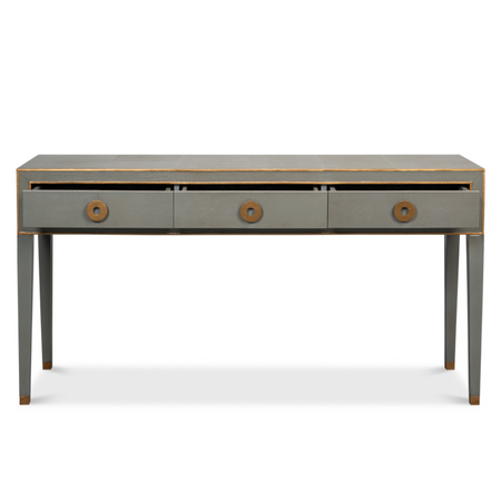 Gideon Grey Shagreen Console - three drawers open