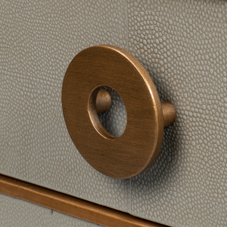 Gideon Grey Shagreen Console Table - gold round hardware