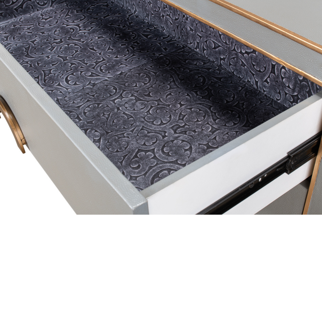 Gideon Grey Shagreen Double Dresser - drawer liner