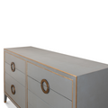 Gideon Grey Shagreen Double Dresser - gold trim detail