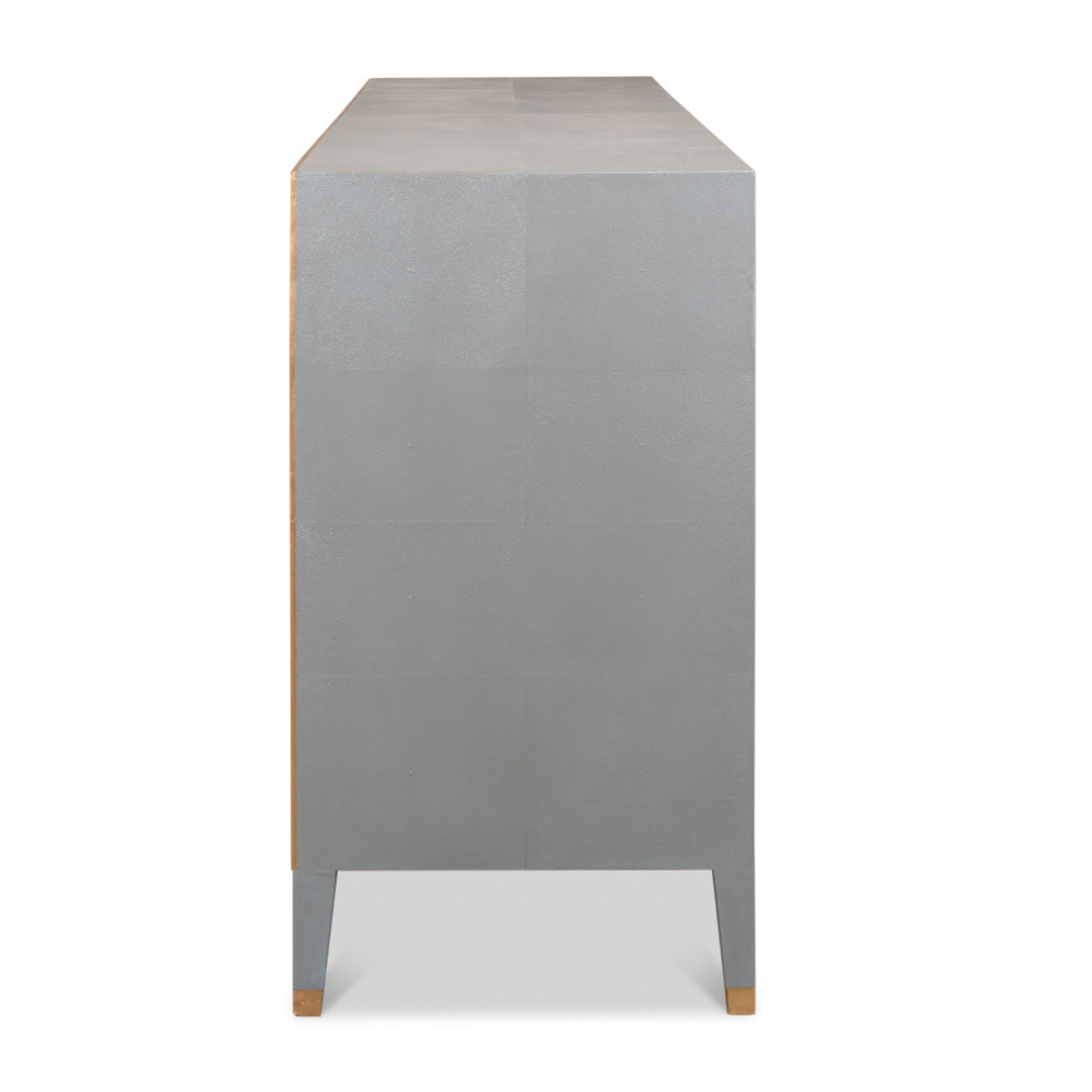Gideon Grey Shagreen Double Dresser - side view