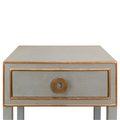 Gideon Grey Shagreen Side Table - brass hardware closeup