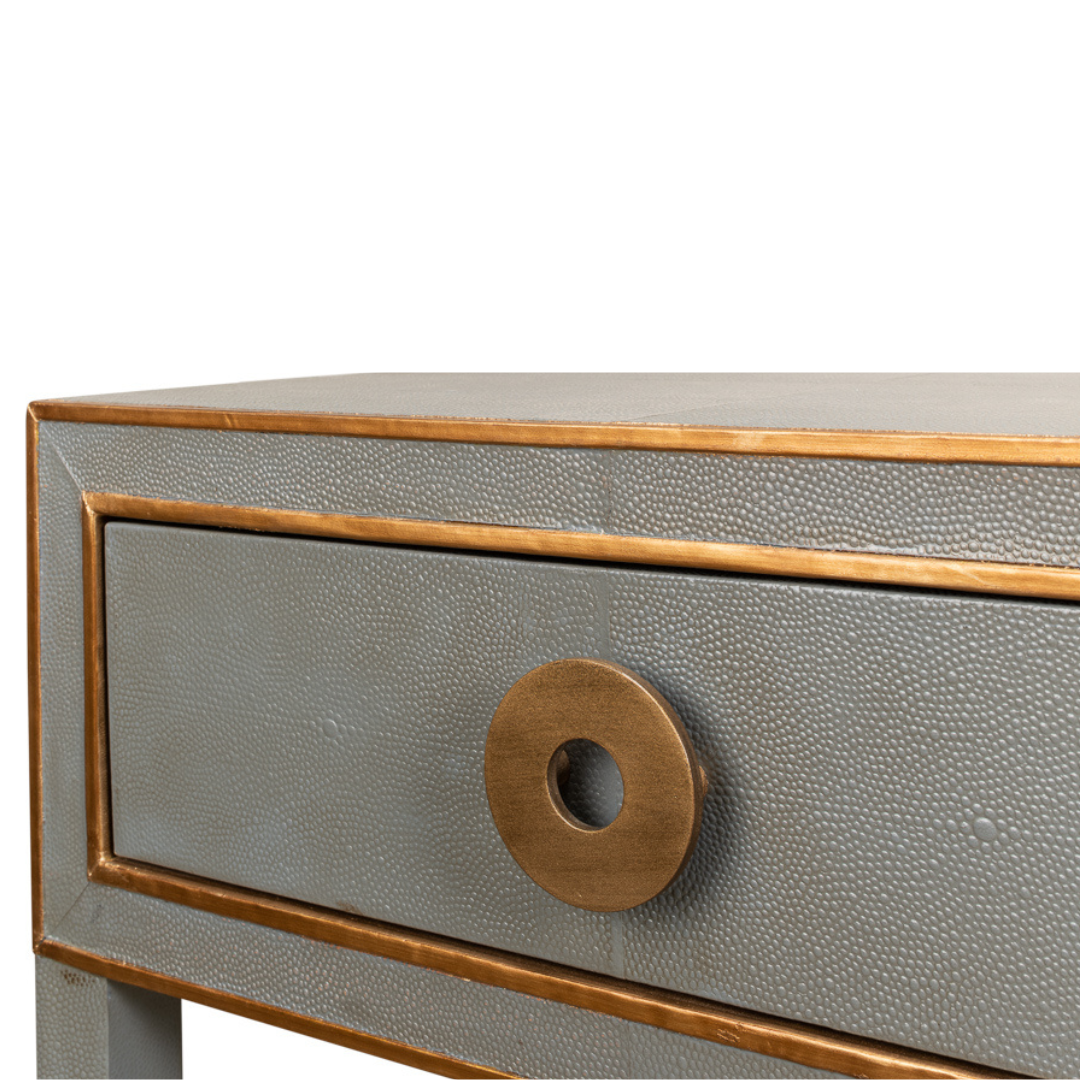 Gideon Grey Shagreen Side Table - drawer front details