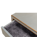 Gideon Grey Shagreen Side Table - patterned drawer liner