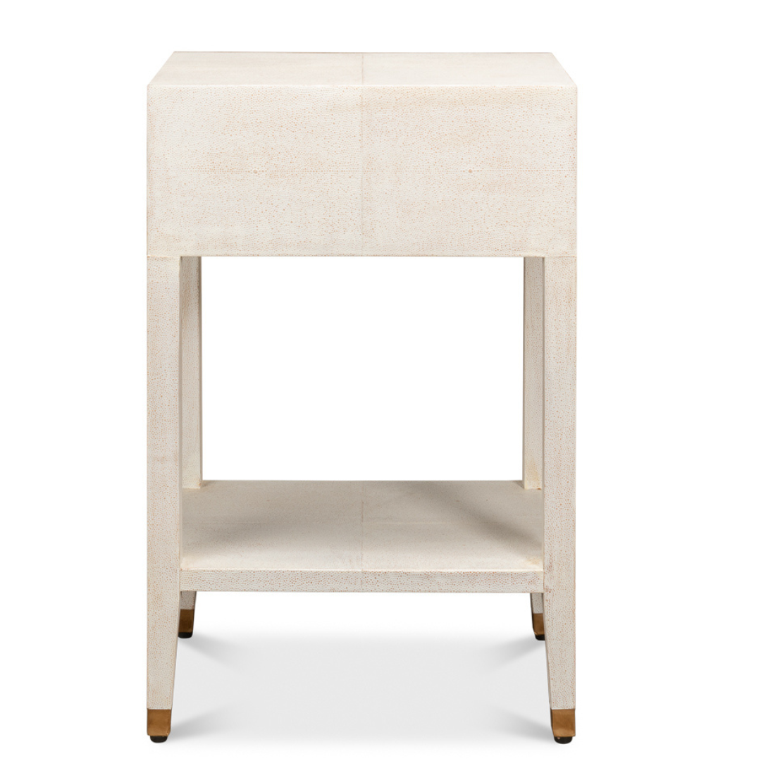 Gideon Ivory Shagreen Bedside Table back view