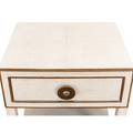 Gideon Ivory Shagreen Bedside Table - brass round hardware