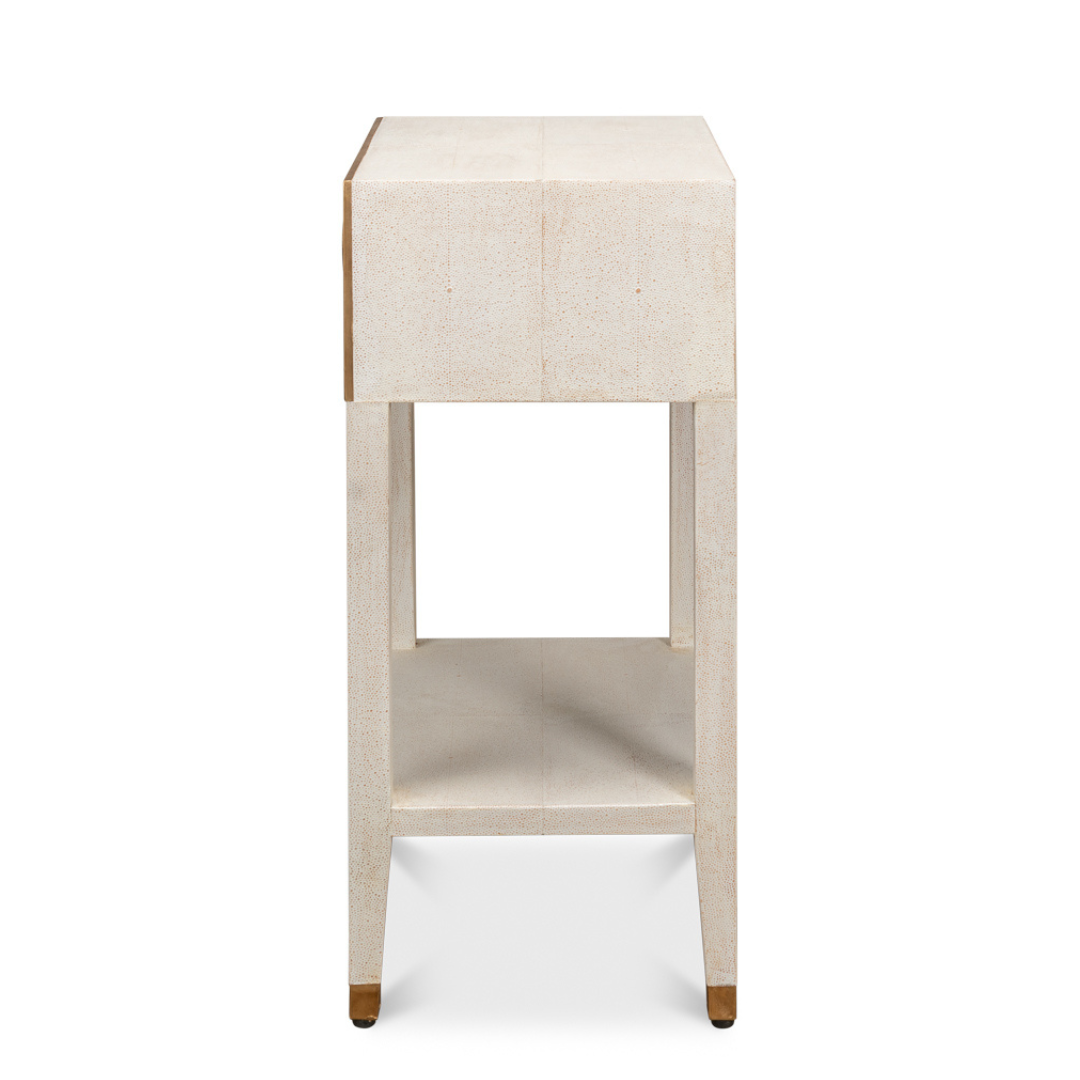 Gideon Ivory Shagreen Bedside Table Side view