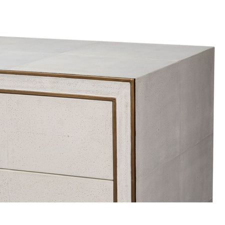 Gideon Ivory Shagreen Double Dresser corner closeup