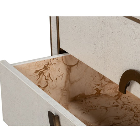 Gideon Ivory Shagreen Double Dresser paper lined drawers