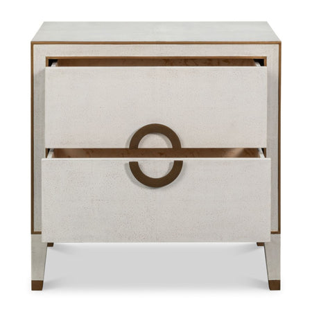 Gideon Ivory Shagreen Nightstand with two drawers