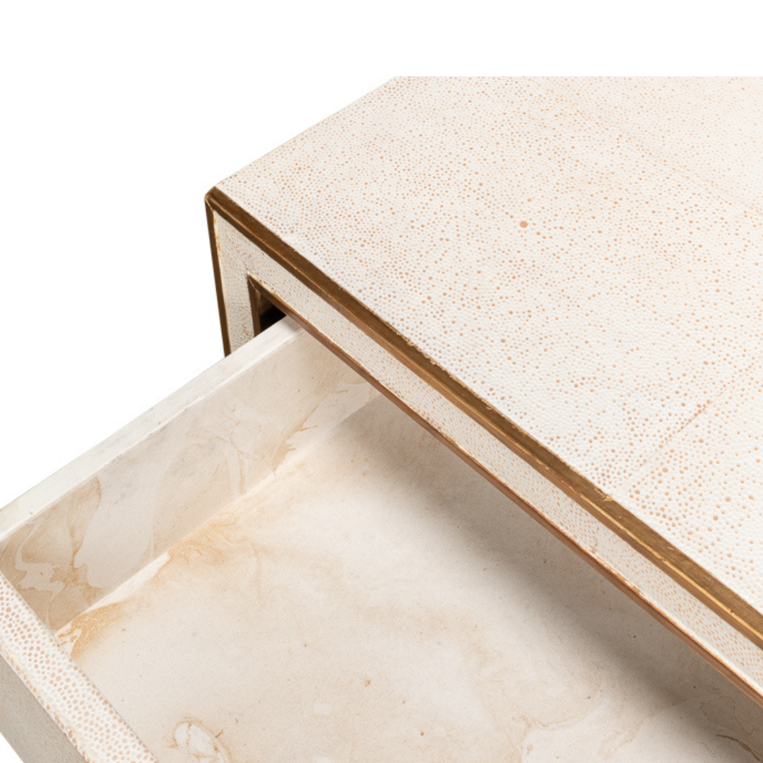 Gideon Ivory Shagreen Side Table - drawer liner