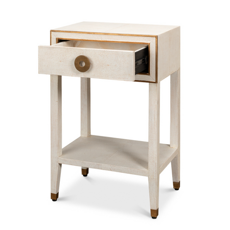 Gideon Ivory Shagreen Side Table - open drawer