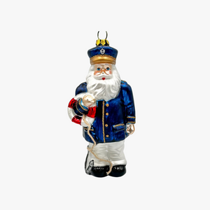 Glass Nautical Santa Ornament