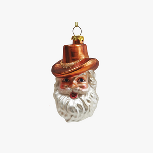 Glass Western Santa Ornament