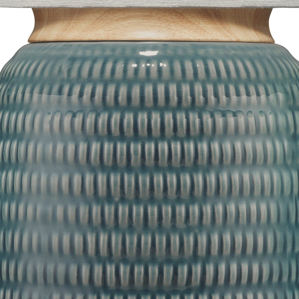 Glenenden Ceramic Table Lamp ribbed detail on base 