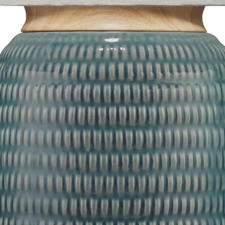 Glenenden Ceramic Table Lamp ribbed detail on base 