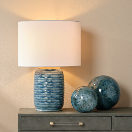 Glenenden Ceramic Table Lamp styled on dresser