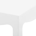 Gracie Matte White Lacquered Tea Table Corner Closeup
