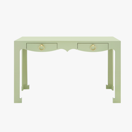 Gracie Spring Green Console  Desk - brass hardware