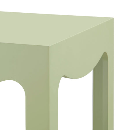 Gracie Spring Green Matte Lacquer Desk corner closeup