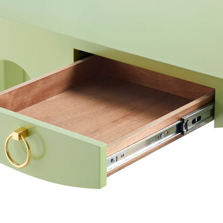Gracie Spring Green Matte Lacquer Desk drawer interior view