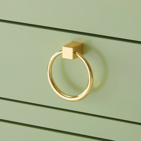 Gracie Spring Green Side Table brass ring hardware