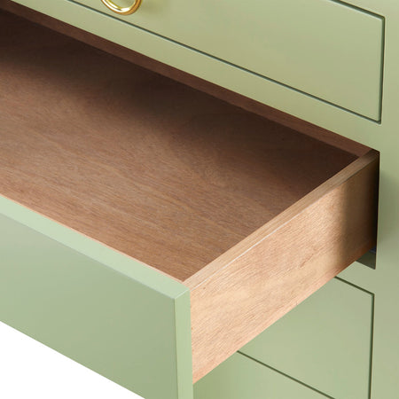 Gracie Spring Green Side Table stained drawer interior