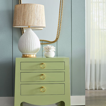 Gracie Spring Green Side Table styled in blue room