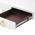 Gracie White Lacquer Desk drawer stained interior